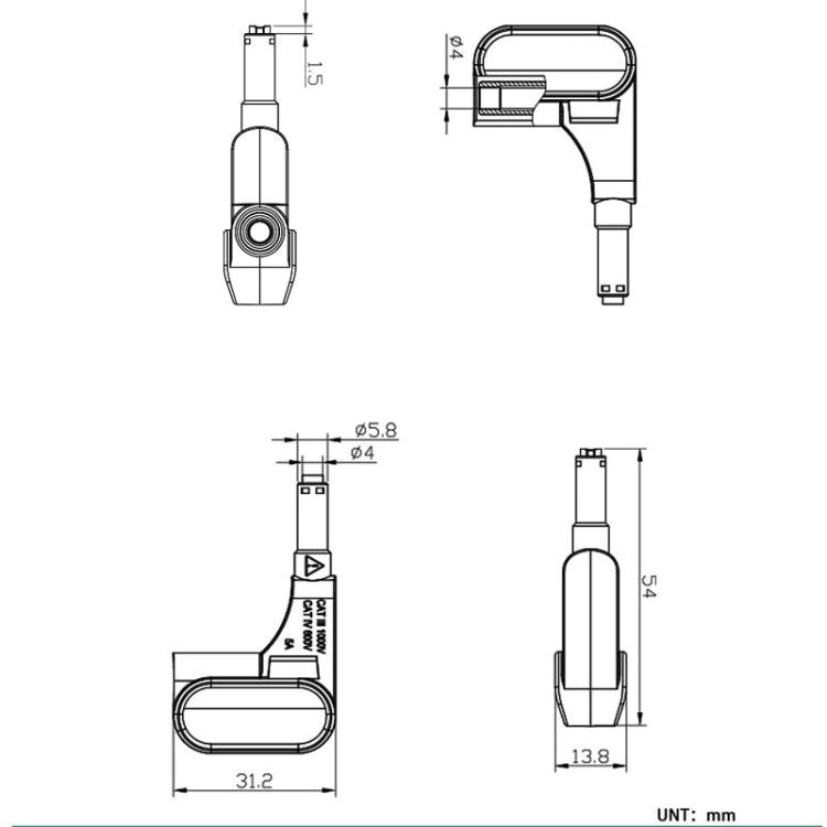 Terminal de cabezal de succión magnética sin soldadura para multímetro de 4 mm, Red, Black, Green
