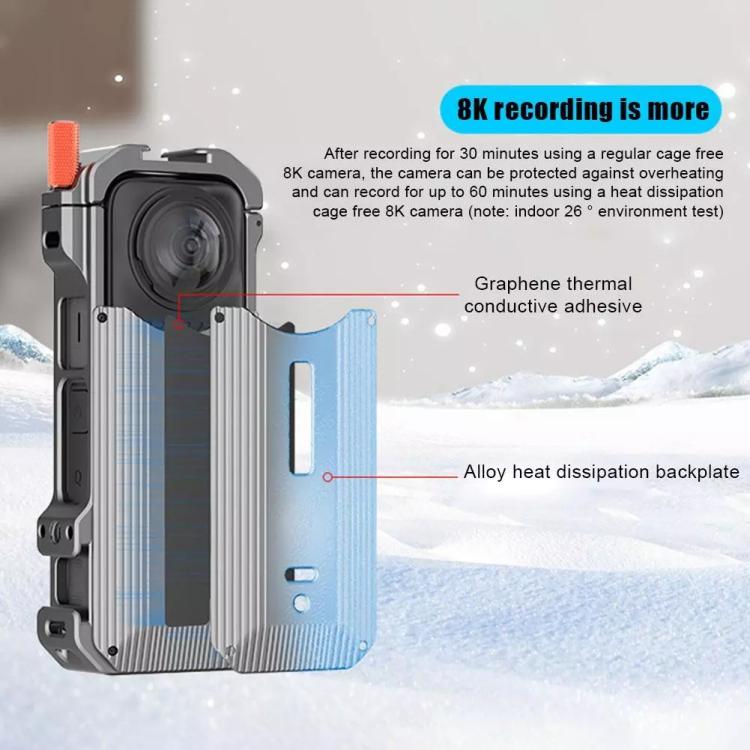 Jaula magnética de disipación de calor de metal HEPAIL para Insta360 X4, 0104