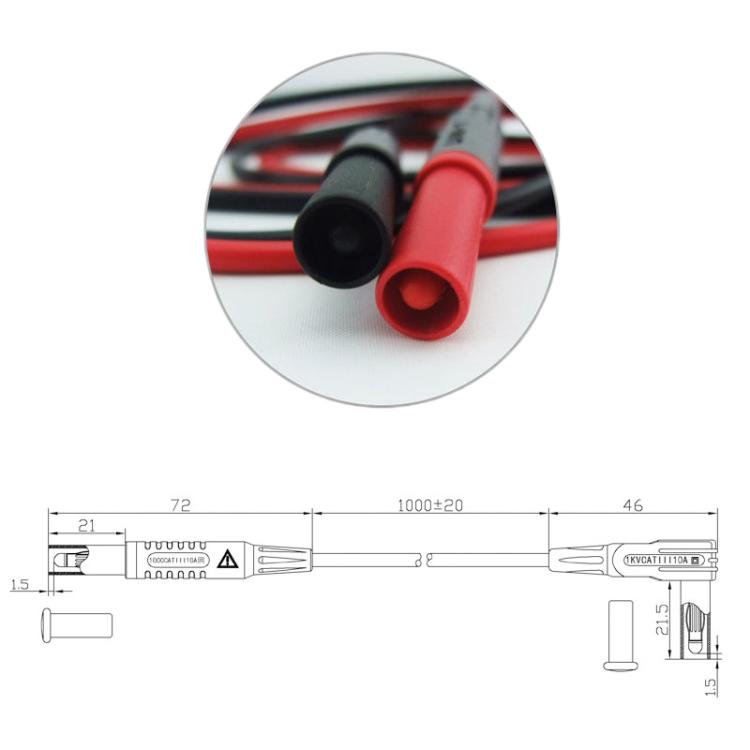Adaptador de multímetro tipo lápiz con enchufe recto de 4 mm y cable de extensión de 10 A