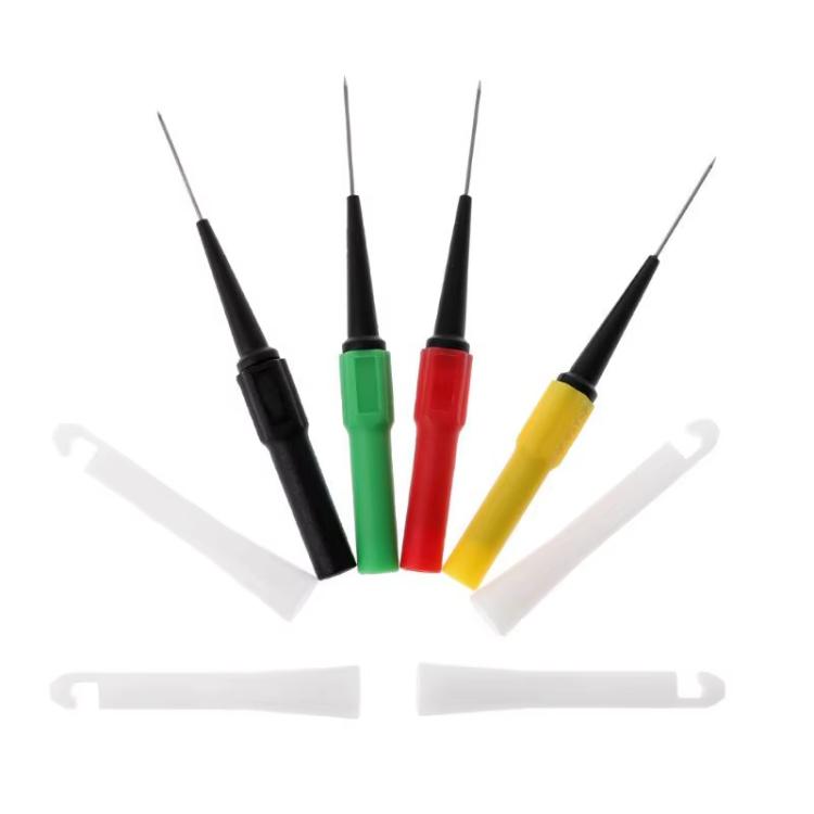 Juego de 4 sondas de multímetro de 0,7 mm para pruebas no destructivas en reparación eléctrica de automóviles.