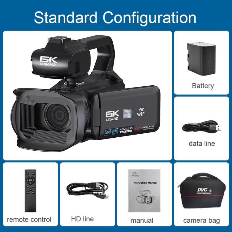 Videocámara Ultra HD de 64 MP, 6K, con zoom digital de 18 aumentos y pantalla táctil de 4 pulgadas., 6K 16G, 6K 32G, 6K 64G