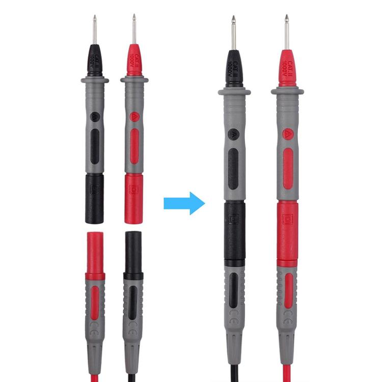 Juego de sondas universales con pinzas de cocodrilo y conector banana de 4 mm para multímetro.