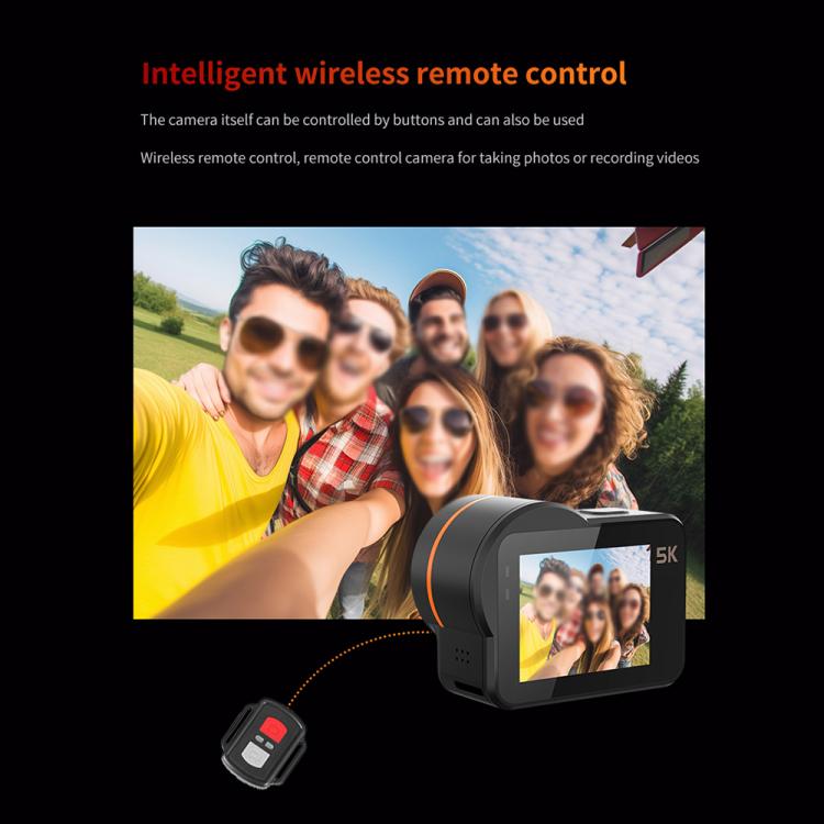 Cámara deportiva VIRAN V10 5K WiFi de 2 pulgadas con pantalla IPS, resistencia al agua IP68 y estabilización de imagen de seis ejes., V10