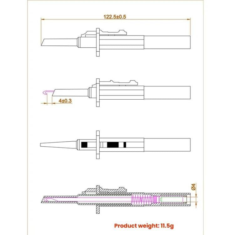 Conector banana de 4 mm para multímetro, pinza para circuitos integrados, gancho de prueba, sonda telescópica