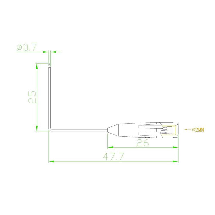Punta de extensión de aguja de punción de 90 grados con conector jack de 2 mm, sonda de multímetro digital universal