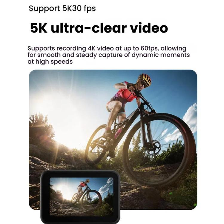Cámara deportiva VIRAN V11 con pantalla bicolor, resolución 5K HD, resistente al agua IP68 y estabilización de imagen de seis ejes., V11