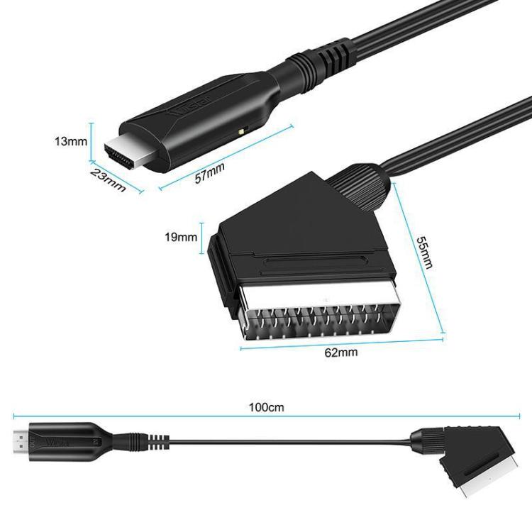 Convertidor para decodificadores, consolas de videojuegos, audio y video, HDMI To SCART, SCART To HDMI