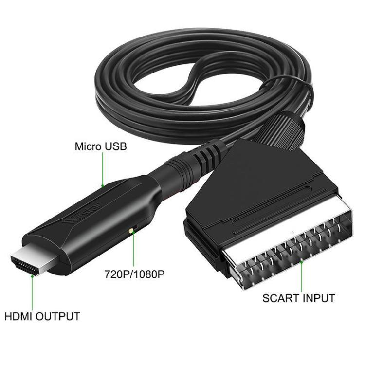 Convertidor para decodificadores, consolas de videojuegos, audio y video, HDMI To SCART, SCART To HDMI