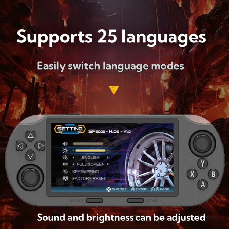 Consola de juegos portátil con pantalla IPS de 4,5 pulgadas y 64 GB de almacenamiento, con 20.000 juegos integrados., SF3000, SF3000 with 2 Handles