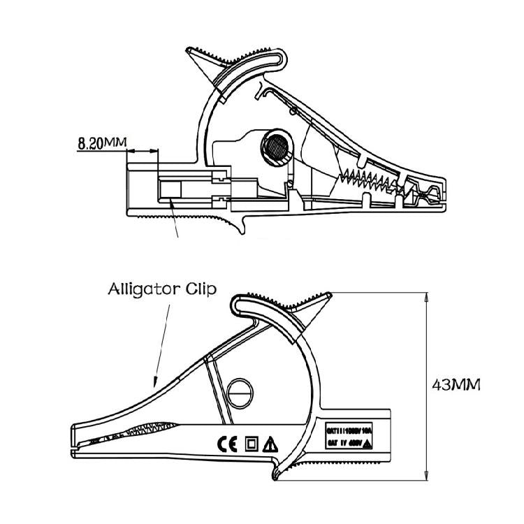 Conector banana de 4 mm, pinza de cocodrilo para multímetro, pinza para condensador aislada, pinza para lápiz de prueba