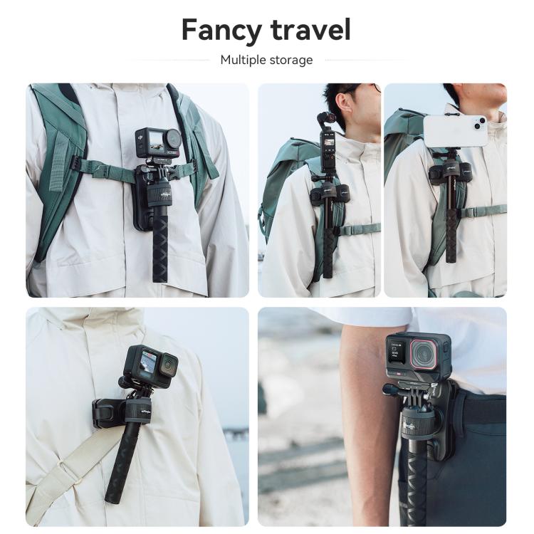 Soporte para palo selfie AMagisn, accesorio rápido para mochila de cámara de acción para Insta360 / DJI / GoPro
