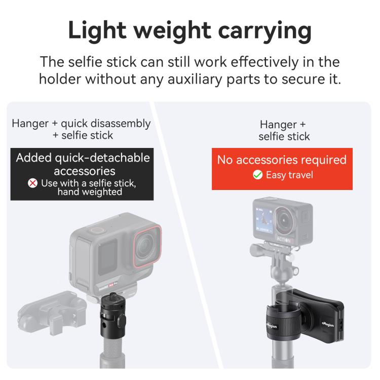 Soporte para palo selfie AMagisn, accesorio rápido para mochila de cámara de acción para Insta360 / DJI / GoPro
