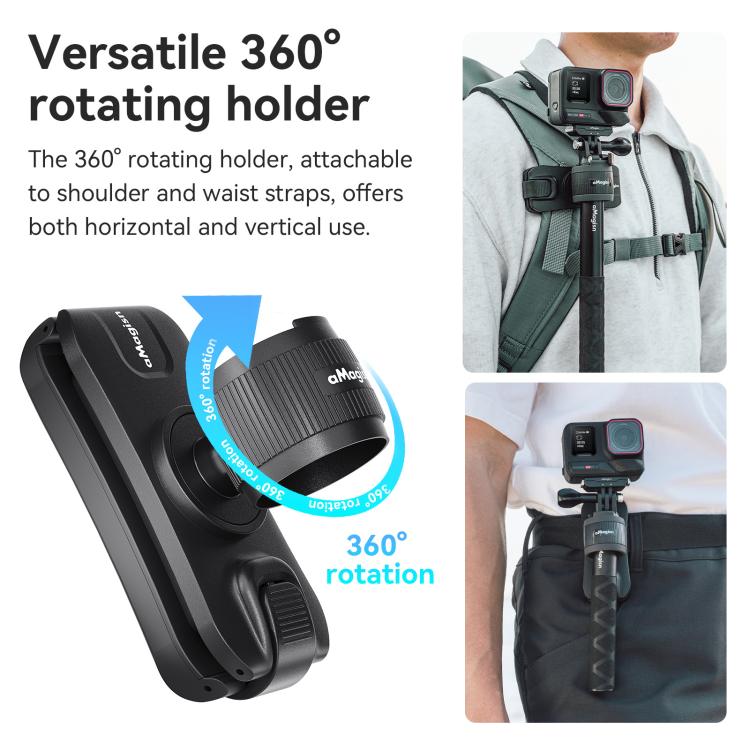 Soporte para palo selfie AMagisn, accesorio rápido para mochila de cámara de acción para Insta360 / DJI / GoPro