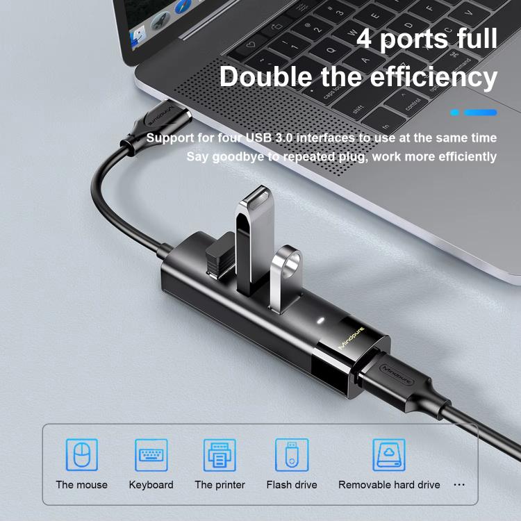 Divisor de estación de acoplamiento con concentrador USB 3.0 de 4 puertos, Mindpure US022 0.3m USB, Mindpure US022 1m USB, Mindpure US022 1.5m USB, Mindpure US023 0.3m Type-C, Mindpure US023 1m Type-C, Mindpure US023 1.5m Type-C