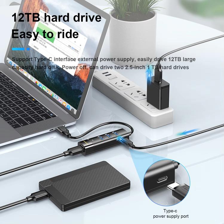 Divisor de estación de acoplamiento con concentrador USB 3.0 de 4 puertos, Mindpure US022 0.3m USB, Mindpure US022 1m USB, Mindpure US022 1.5m USB, Mindpure US023 0.3m Type-C, Mindpure US023 1m Type-C, Mindpure US023 1.5m Type-C