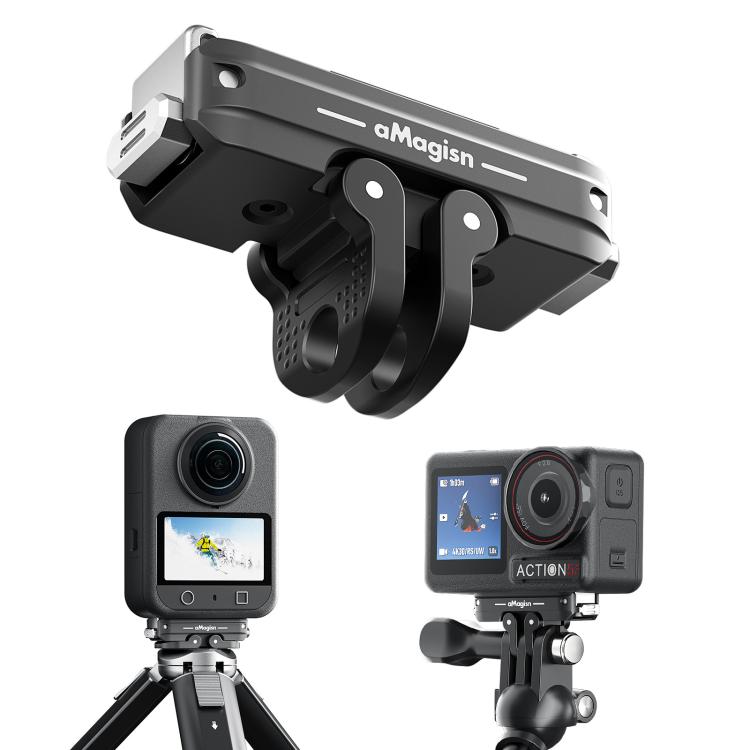 Adaptador de interfaz doble para soporte magnético de liberación rápida de metal aMagisn para DJI Osmo 360/Action 5 Pro/4/3