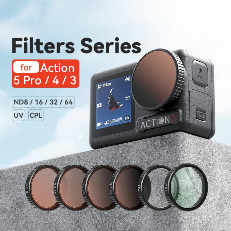 Filtro aMagisn para DJI Action 5 Pro / 4 / 3, UV, CPL, ND8+16+32+64, ND8+16+32+CPL