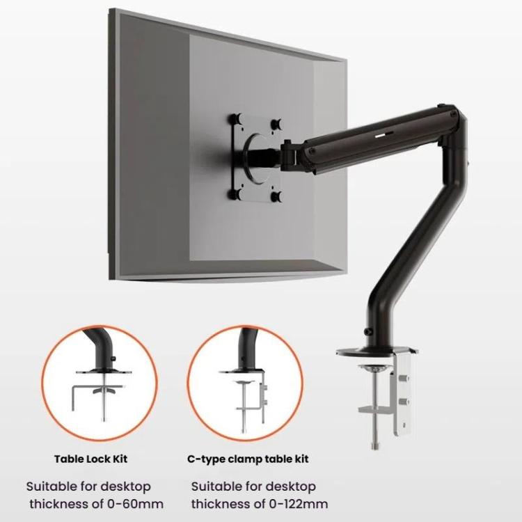 Soporte de escritorio ajustable con resorte de gas para monitores de 15 a 32 pulgadas., Arm Black, Arm White