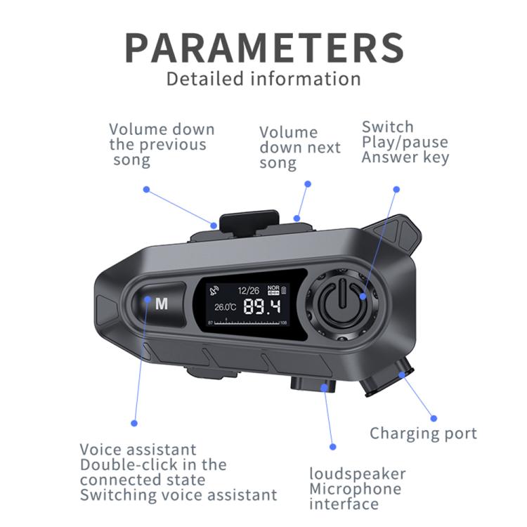 Auriculares Bluetooth con reducción de ruido para casco de motocicleta A1 IP67 resistentes al agua, Soft Mic, Hard Mic, Soft and Hard Mics