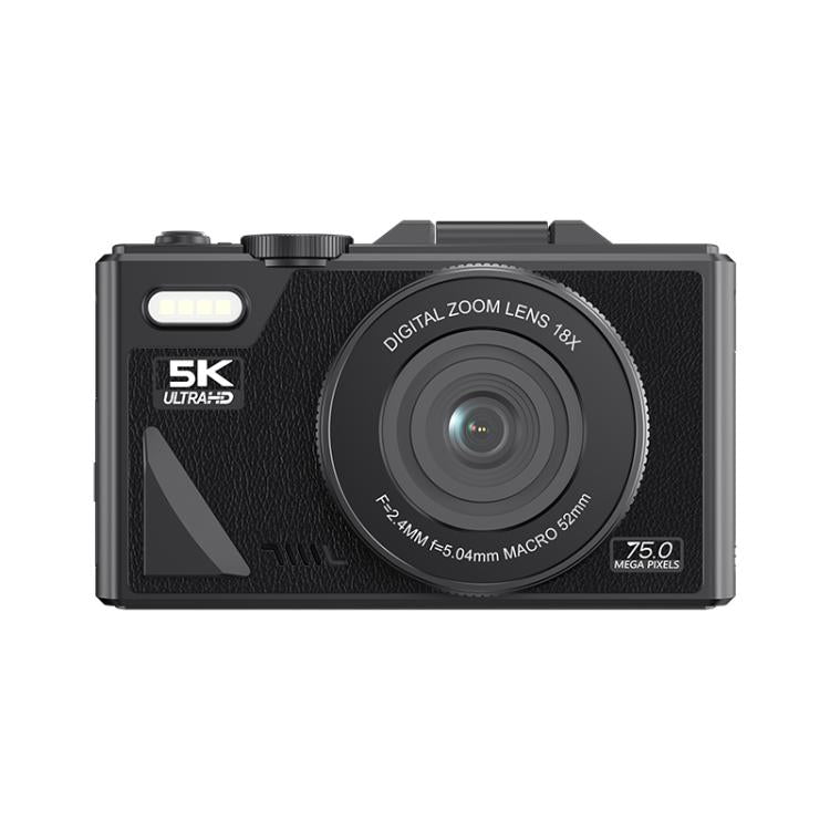 Cámara digital W1 5K HD de 75 MP con zoom digital de 18x, grabadora de vídeo WiFi y pantalla abatible., W1 White, W1 Black