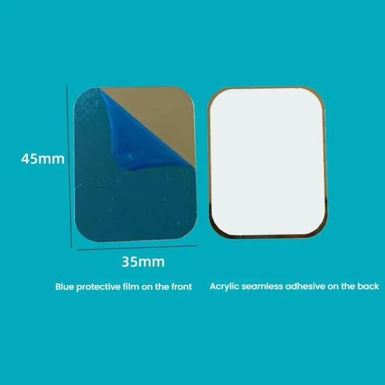 2 unidades/paquete de pegatinas adhesivas de chapa metálica para soportes magnéticos de teléfono y luces de armario magnéticas, 35 x 45 x 0.3mm