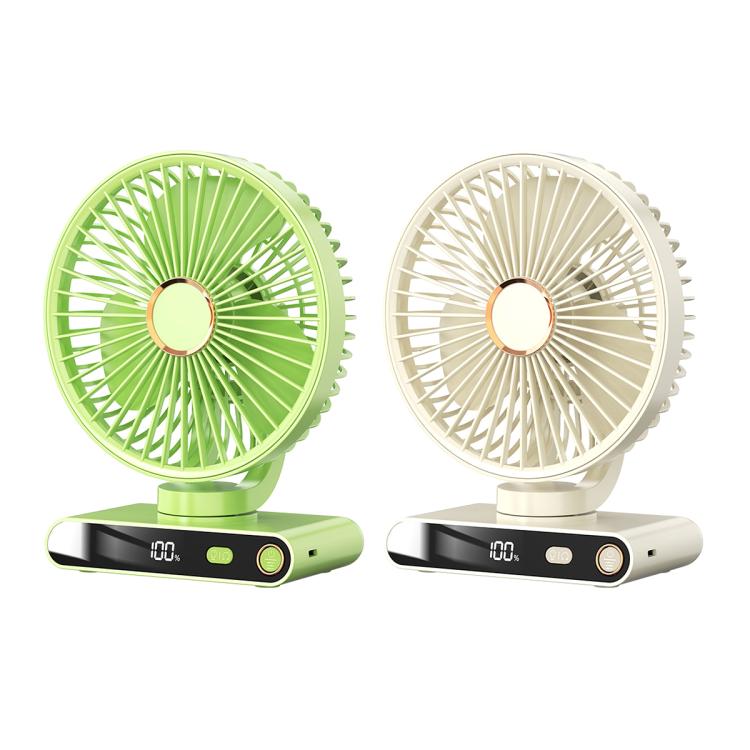 Ventilador de escritorio F6 con pantalla digital inteligente LED, 5 velocidades y luz nocturna., Basic Green, Basic White, Shaking Head Green, Shaking Head White
