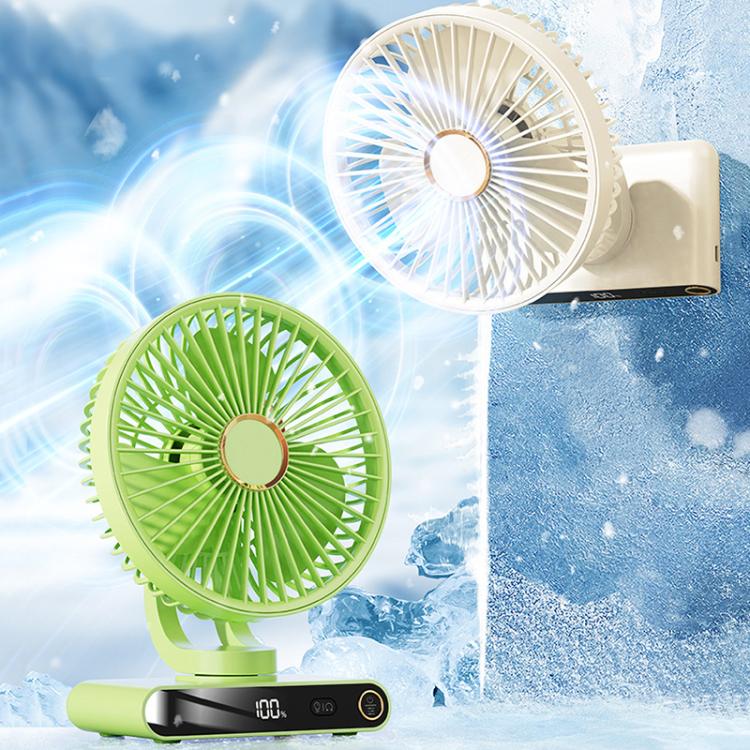 Ventilador de escritorio F6 con pantalla digital inteligente LED, 5 velocidades y luz nocturna., Basic Green, Basic White, Shaking Head Green, Shaking Head White