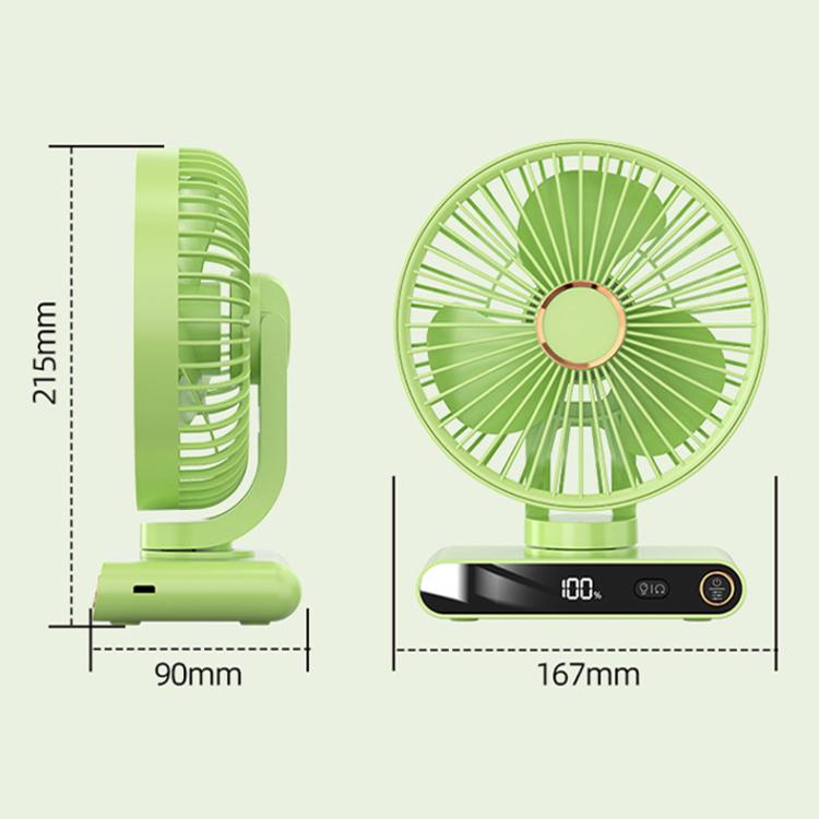 Ventilador de escritorio F6 con pantalla digital inteligente LED, 5 velocidades y luz nocturna., Basic Green, Basic White, Shaking Head Green, Shaking Head White