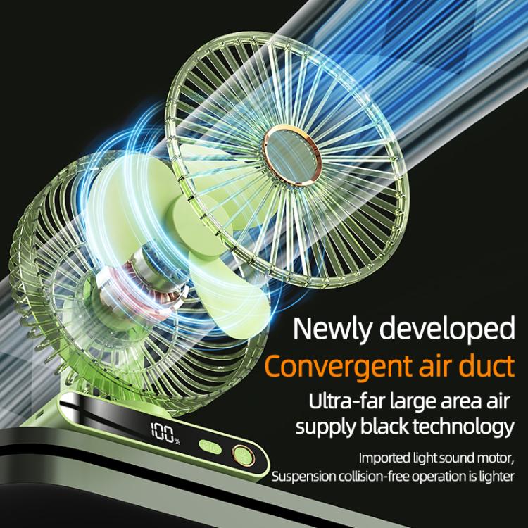 Ventilador de escritorio F6 con pantalla digital inteligente LED, 5 velocidades y luz nocturna., Basic Green, Basic White, Shaking Head Green, Shaking Head White