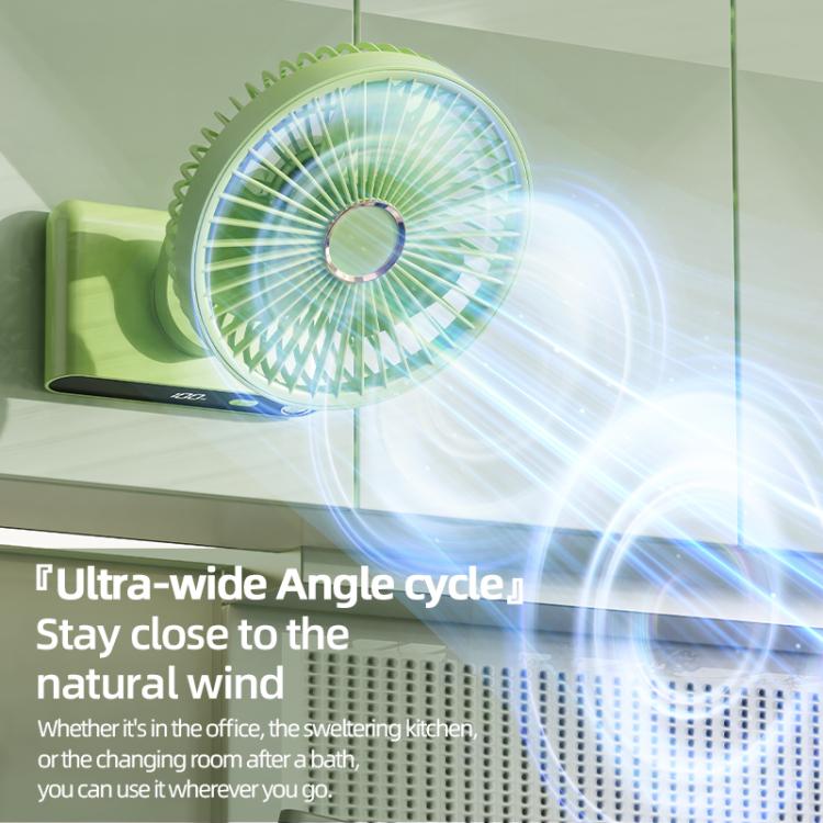 Ventilador de escritorio F6 con pantalla digital inteligente LED, 5 velocidades y luz nocturna., Basic Green, Basic White, Shaking Head Green, Shaking Head White