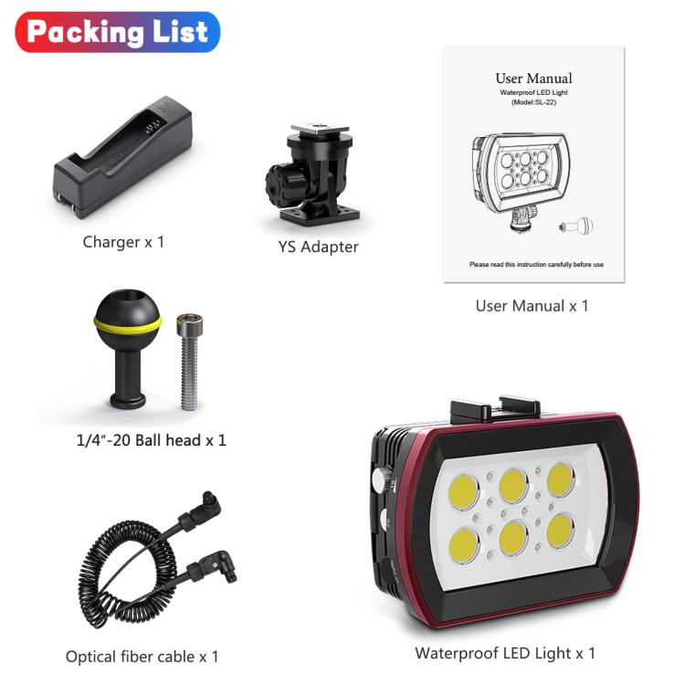Luz subacuática para fotografía Sea Frogs de 40 m/130 pies y 6000 lúmenes