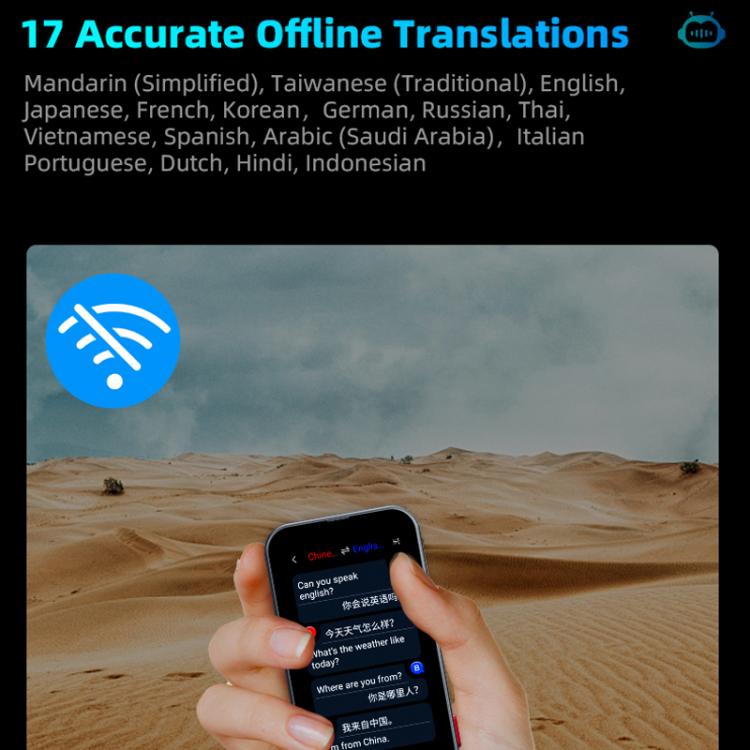 Dispositivo traductor multilingüe con IA y pantalla de 3,1 pulgadas. 139 idiomas en línea/17 fuera de línea. Traducción de voz, fotos y texto en tiempo real., Z15W