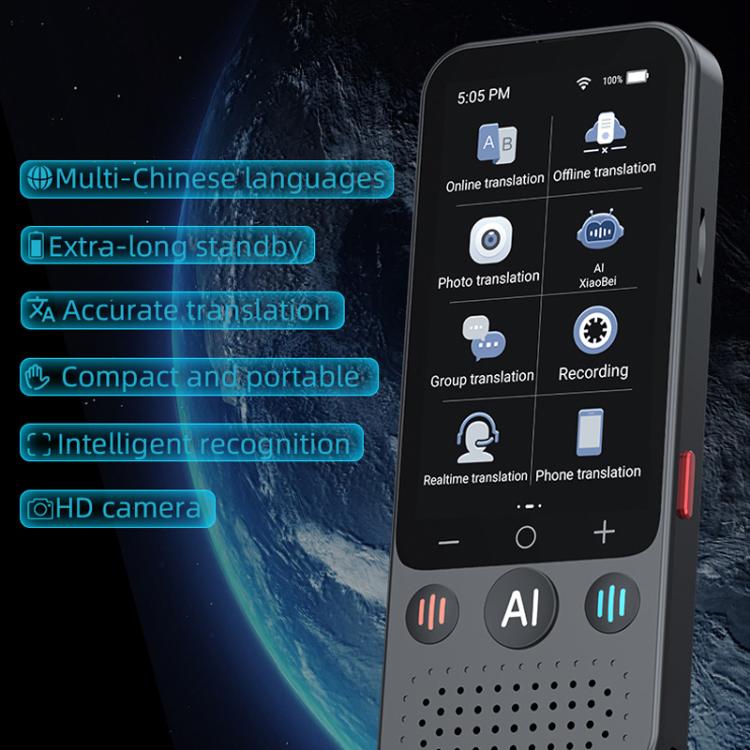 Dispositivo traductor multilingüe con IA y pantalla de 3,1 pulgadas. 139 idiomas en línea/17 fuera de línea. Traducción de voz, fotos y texto en tiempo real., Z15W