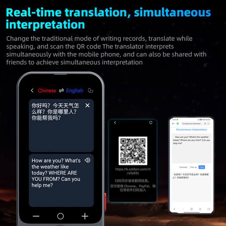 Dispositivo traductor multilingüe con IA y pantalla de 3,1 pulgadas. 139 idiomas en línea/17 fuera de línea. Traducción de voz, fotos y texto en tiempo real., Z15W