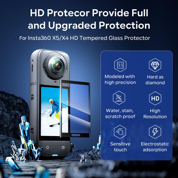 Protector de pantalla de vidrio templado aMagisn para Insta360 X5 / X4, antiarañazos, dureza 9H.