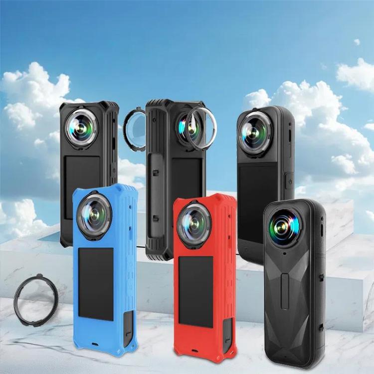 Funda protectora de silicona a prueba de golpes para cámara Insta360 X5 con tapa de lente.