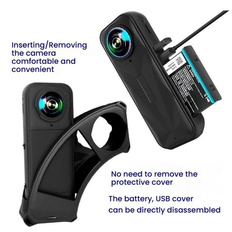 Funda protectora de silicona a prueba de golpes para cámara Insta360 X5 con tapa de lente.