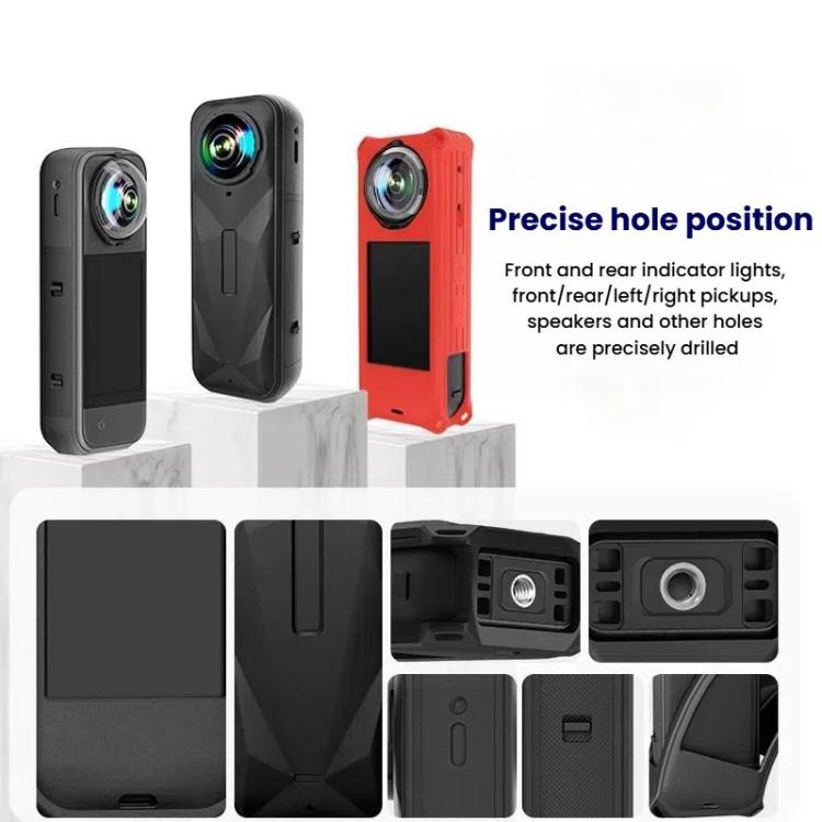 Funda protectora de silicona a prueba de golpes para cámara Insta360 X5 con tapa de lente.