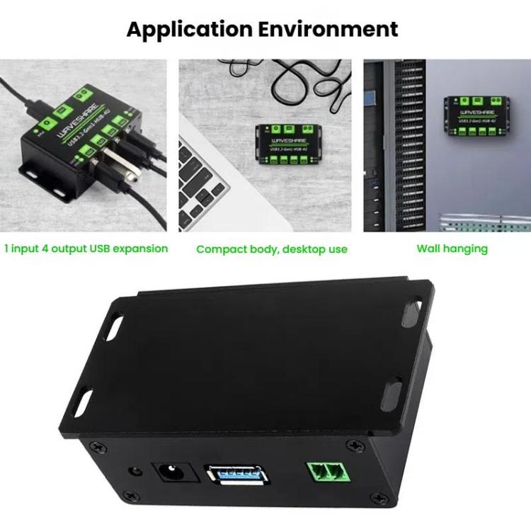 Hub USB 3.2 de 4 vías, extensor de carcasa metálica de 1 a 4 puertos, 27837