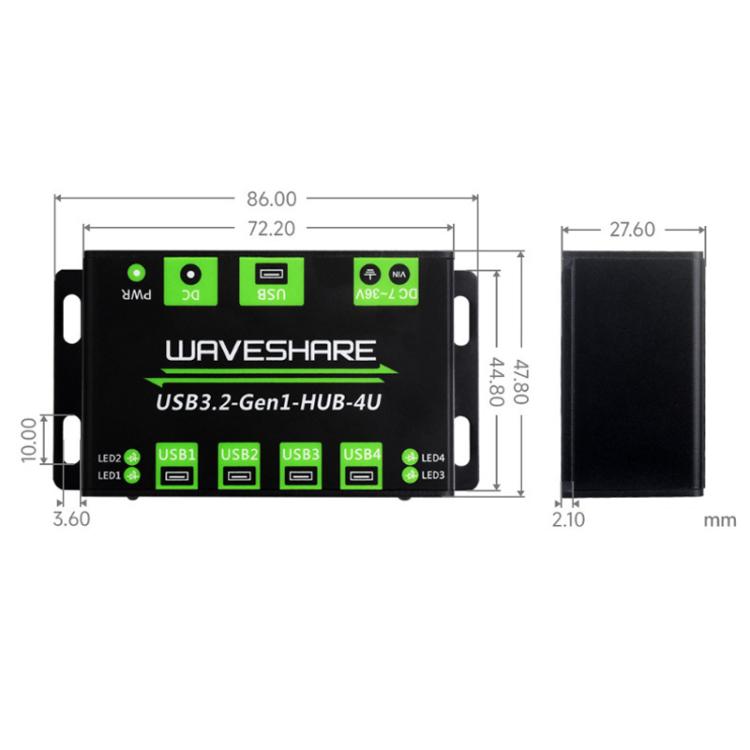 Hub USB 3.2 de 4 vías, extensor de carcasa metálica de 1 a 4 puertos, 27837