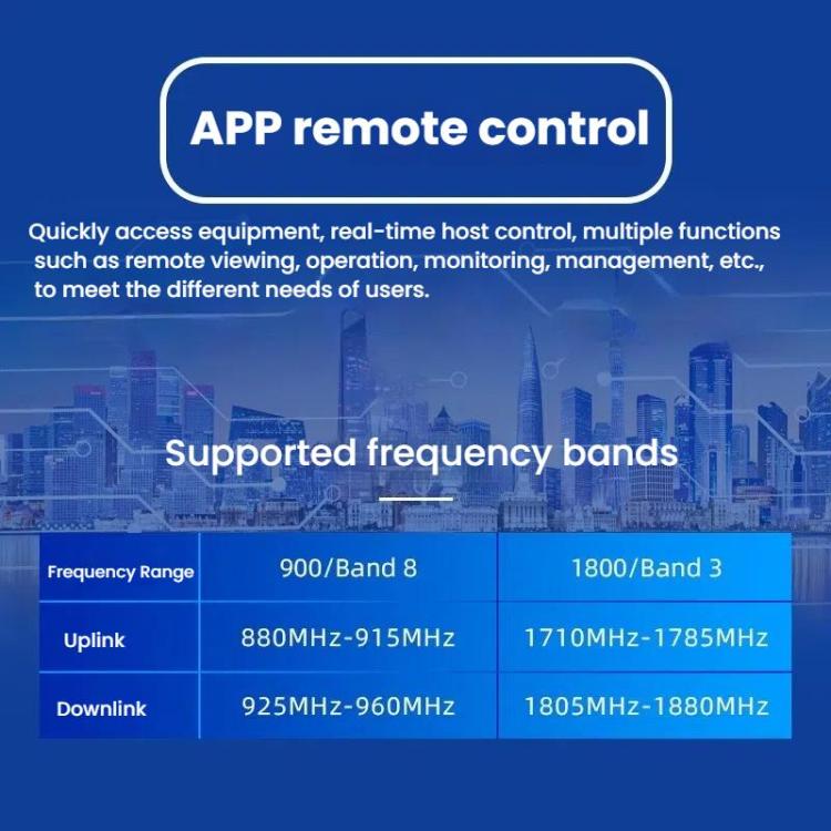 Amplificador de señal para teléfonos móviles 4G LTE de doble banda 900/1800 MHz con control remoto mediante la aplicación Smart Life., Dual-Band