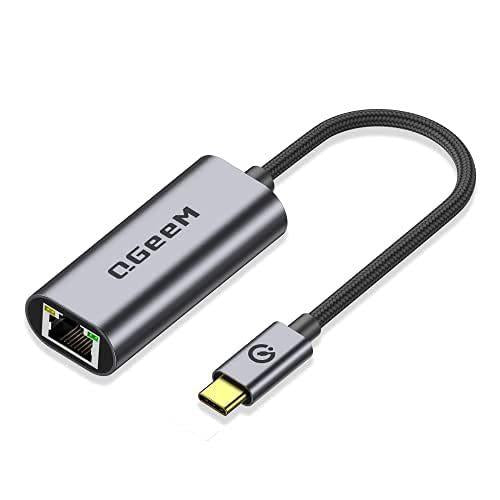 Adaptador convertidor LAN Gigabit Ethernet para portátil, PC, smartphone, Plug & Play, longitud del cable 15 cm, QGeeM  USB-C/Type-C To RJ45, QGeeM  USB-A To RJ45