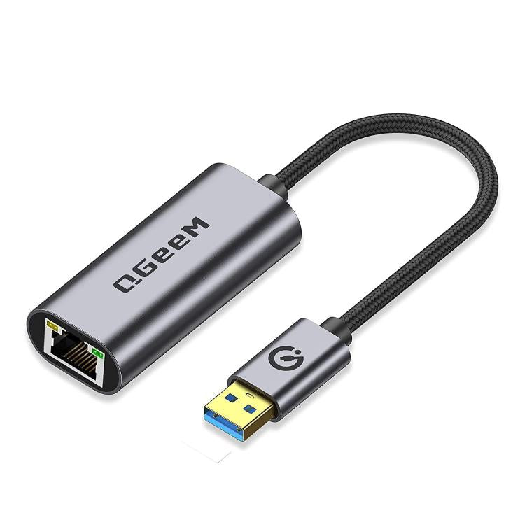 Adaptador convertidor LAN Gigabit Ethernet para portátil, PC, smartphone, Plug & Play, longitud del cable 15 cm, QGeeM  USB-C/Type-C To RJ45, QGeeM  USB-A To RJ45