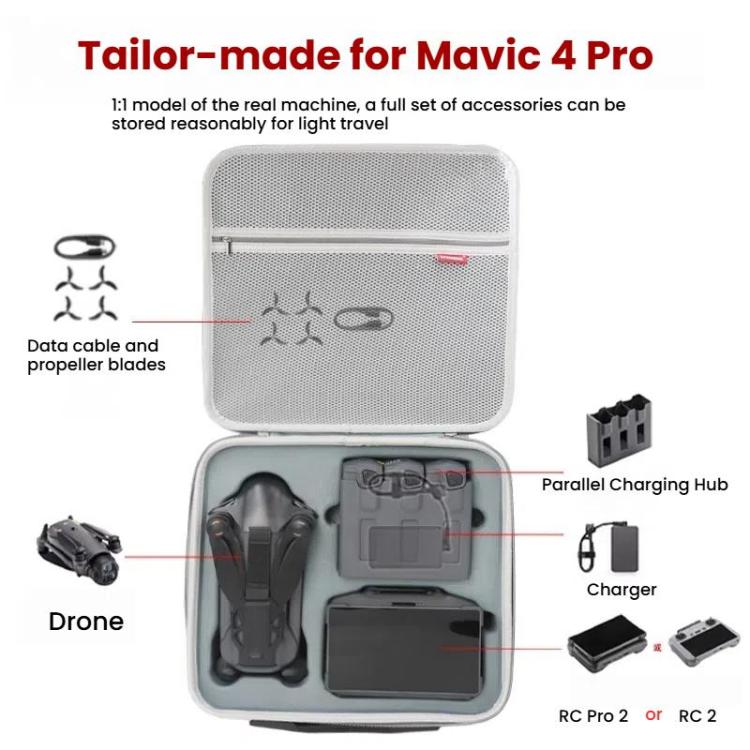 Funda de transporte Fly More Combo / Creator Combo para DJI Mavic 4 Pro. Bolso bandolera de PU resistente., Shoulder Bag Black, Shoulder Bag Gray