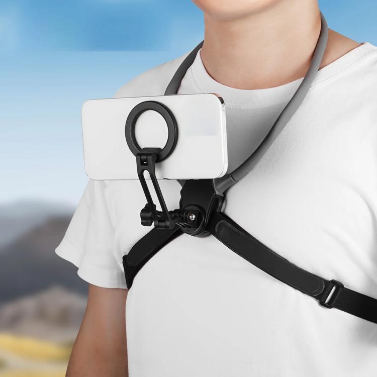 Soporte magnético ajustable para el cuello con correa pectoral de liberación rápida y soporte POV para deportes y vlogging., K08-2M