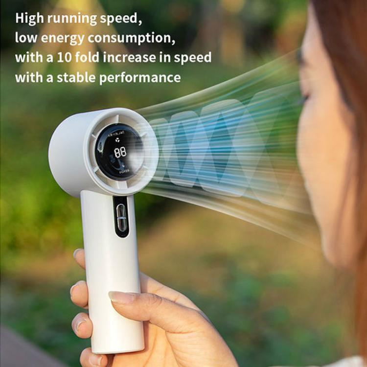 Ventilador portátil de alta velocidad de 100 velocidades y 1200 mAh, sin aspas, con pantalla digital y diseño compacto., 1200mAh