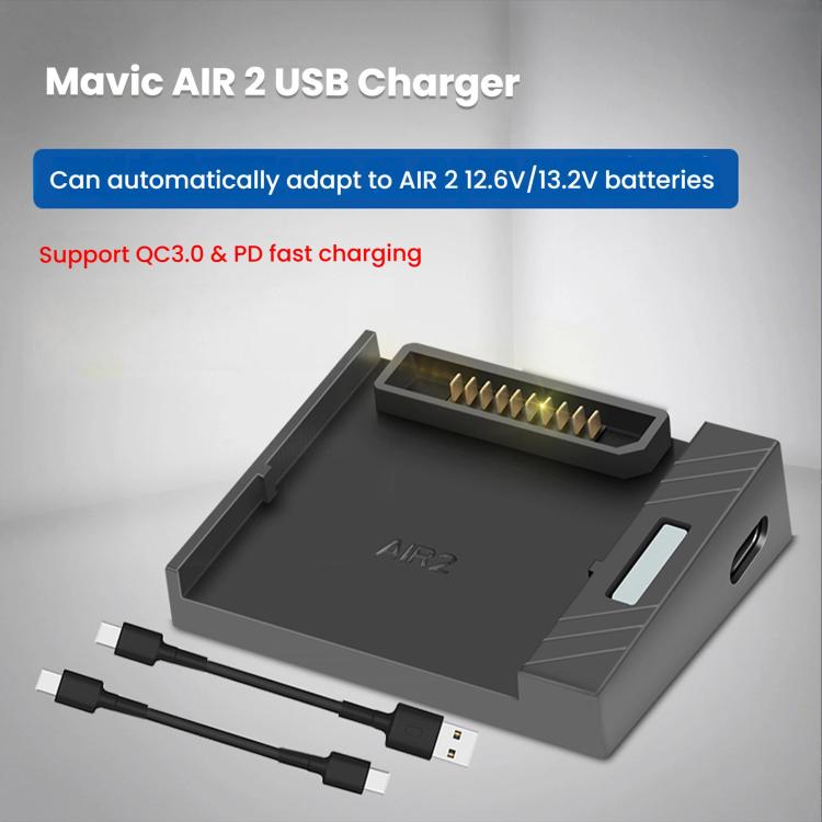 Cargador de batería para DJI Air 2/Air 2S con carga rápida QC3.0 y PD, compatible con carga automática inteligente., Fast Charge