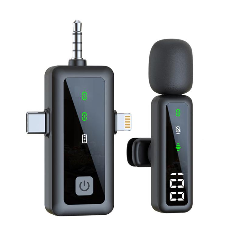 Micrófono de solapa inalámbrico digital mini para teléfono móvil con reducción de ruido para grabación de vídeo en directo, H68 3 In 1 Single Mic, H68 3 In 1 Dual Mic, H67 Type-C Single Mic, H67 Type-C Dual Mic, H67 8 Pin Single Mic, H67 8 Pin Dual Mic