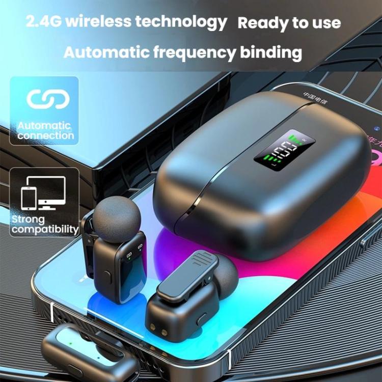 Micrófono dual mini inalámbrico con clip para dedo, micrófono Bluetooth con reducción de ruido para teléfonos móviles y transmisiones en vivo., Type-C, 8 Pin