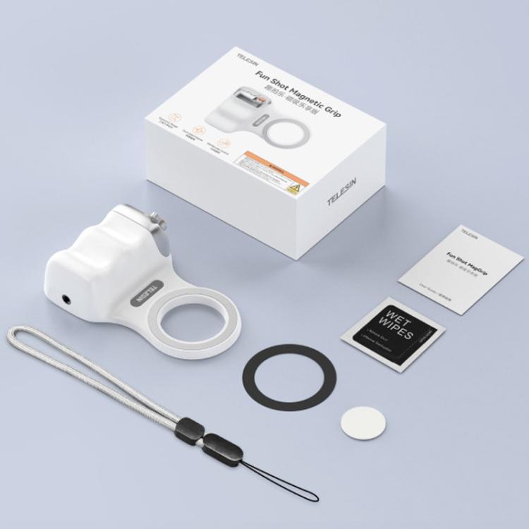 Empuñadura magnética para cámara TELESIN P1-MP-10 con control remoto Bluetooth y mango para teléfono móvil., P1-MP-10 White, P1-MP-10 Black